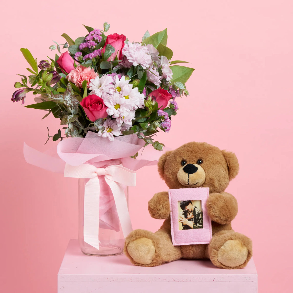 Personalised Teddy Bear &amp; Flowers