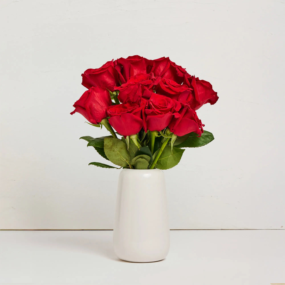 Deluxe Red Roses in Ceramic Vase