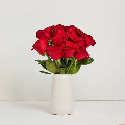 Deluxe Red Roses in Ceramic Vase